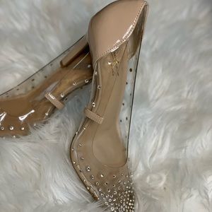 Clear/nude bling heels